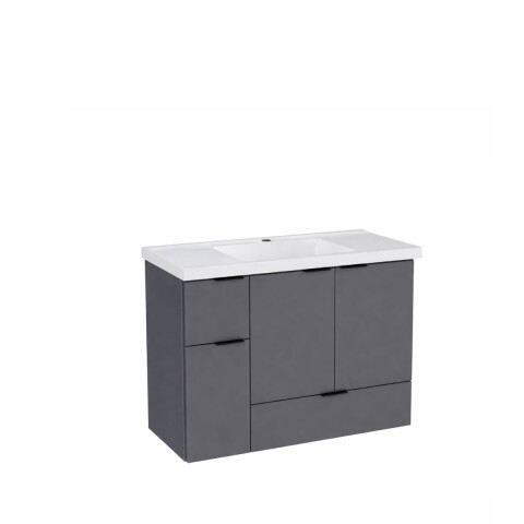 Mueble de baño suspendido Orquidea gris 80 cm con bacha de resina Mueble De Baño Suspendido Orquidea Gris 80 Cm Con Bacha De Resina