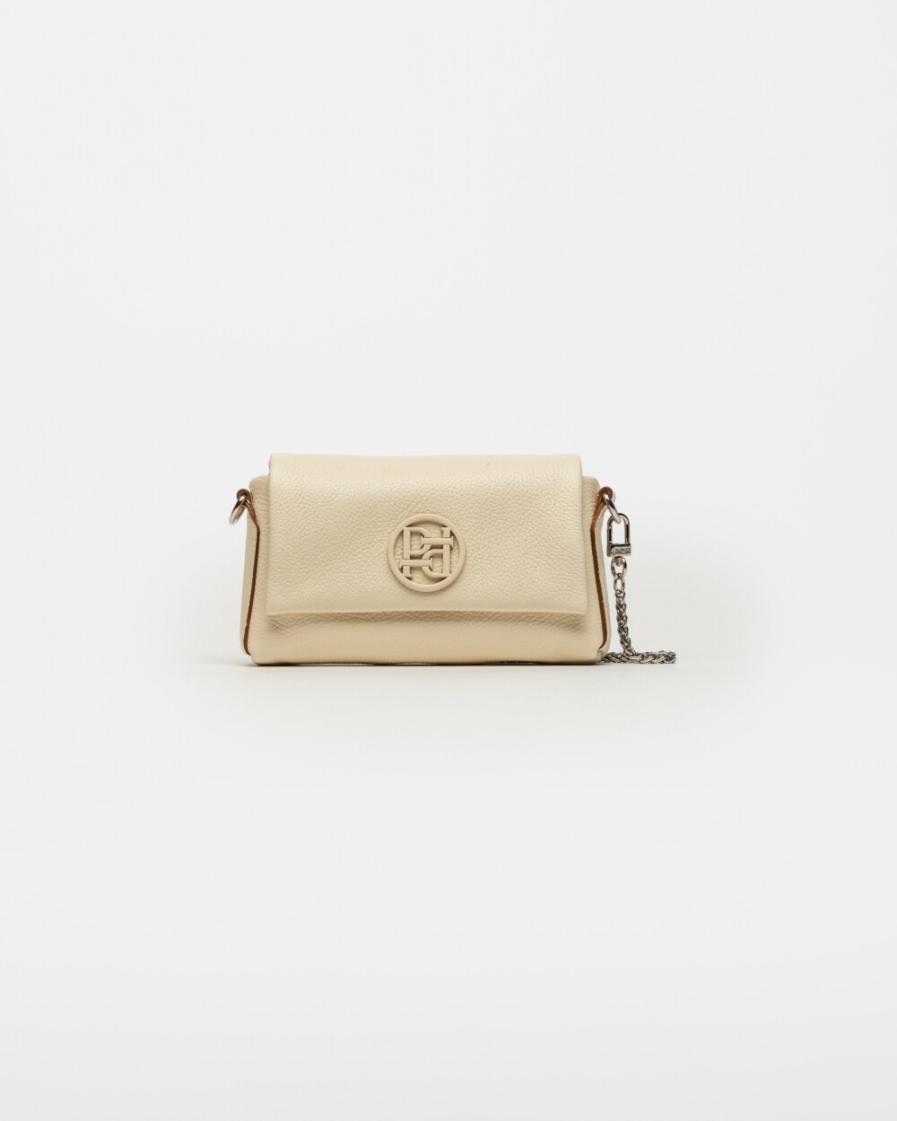 Mini bag Bloom en cuero graneado Natural