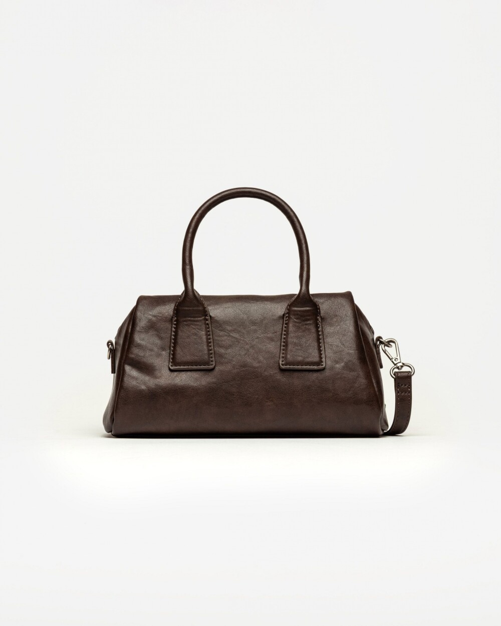 Cartera de mano Call en efecto cuero liso Marron