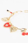 Pulsera dijes cherry cora dorado