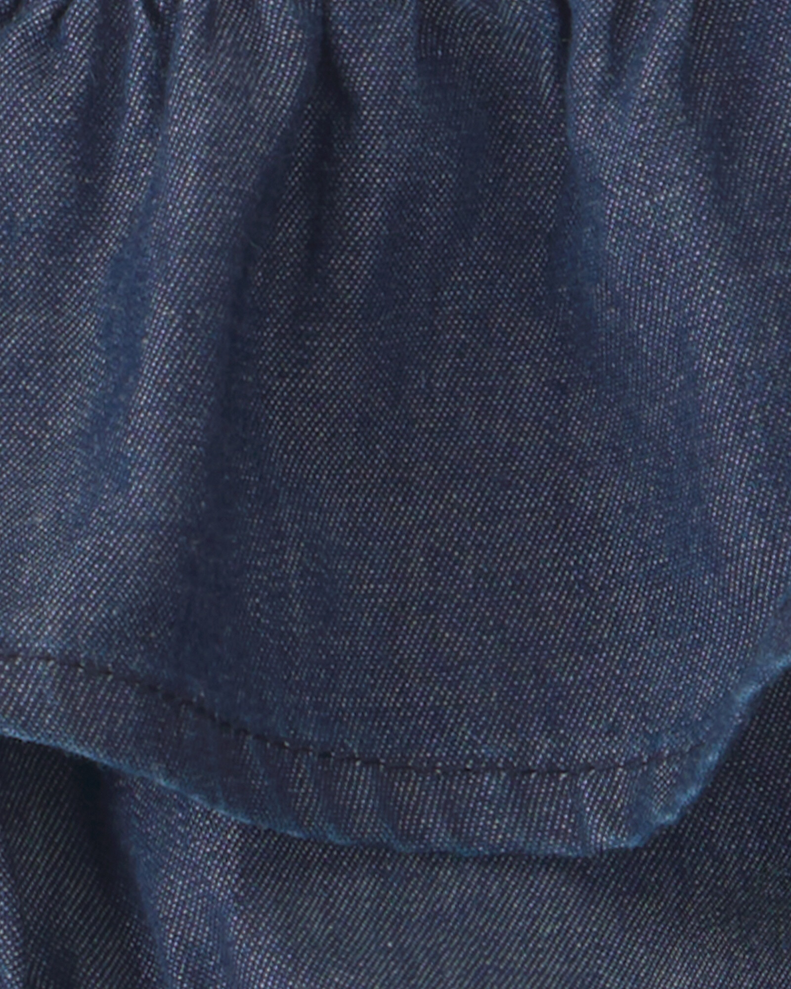 Set tres piezas, short de chambray más remera y vincha de algodón acanalado rosa Sin color