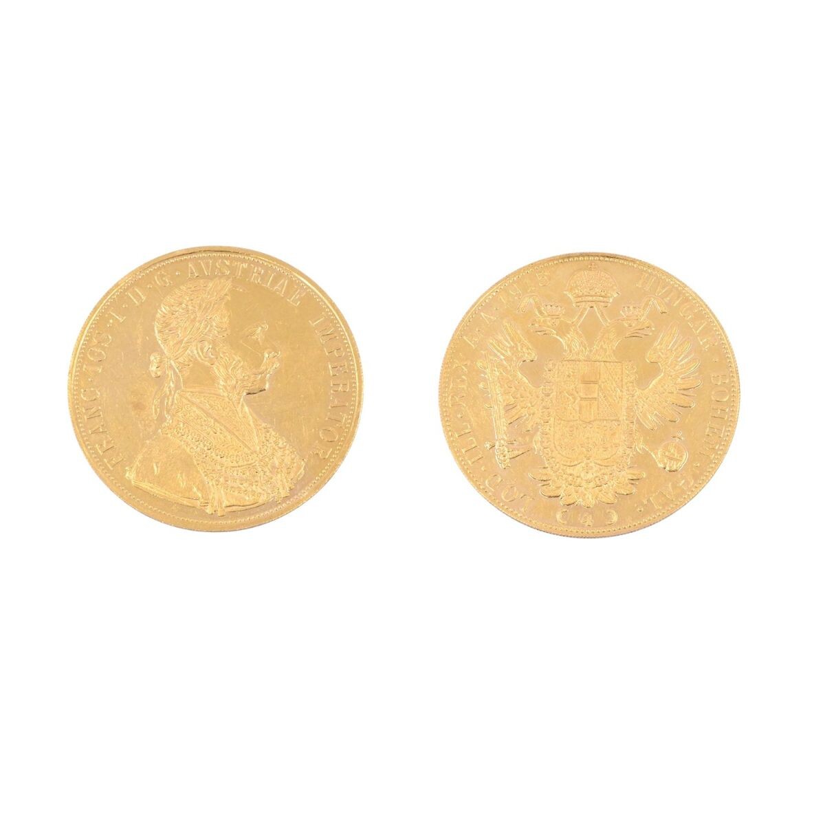 Moneda de oro Austria-Hungría 4 ducados año 1915. 