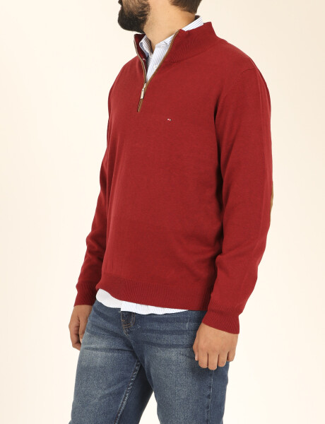 Sweater Medio Cierre Harrington Label Rojo Oscuro