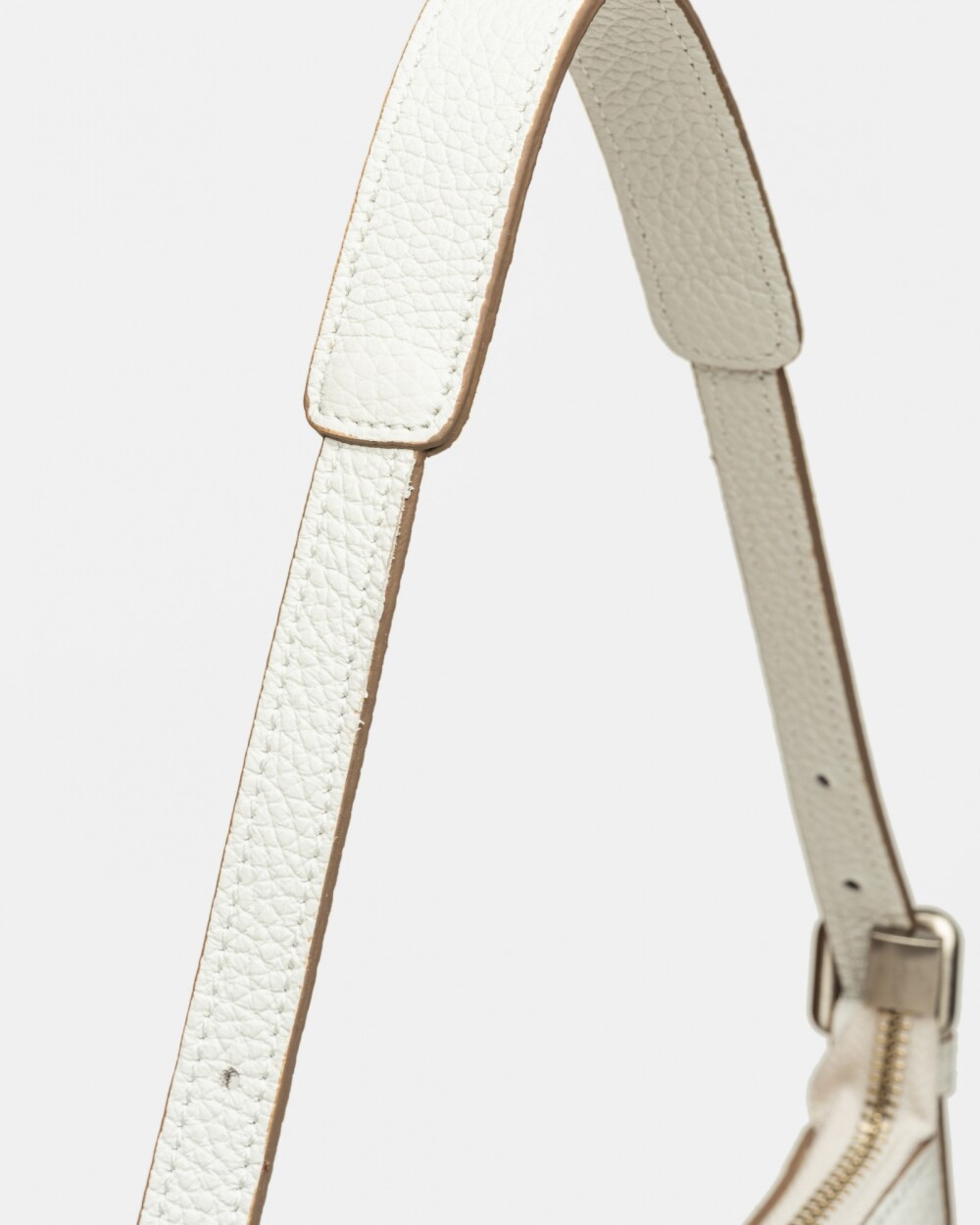 Cartera al hombro Mia en cuero graneado Blanco