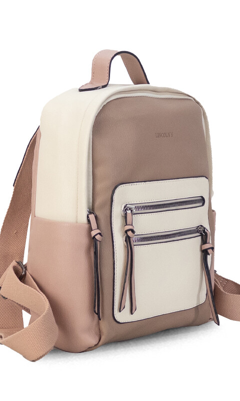 MOCHILA CALCUTA AVELLANA MANTECA Y ROSA PALO