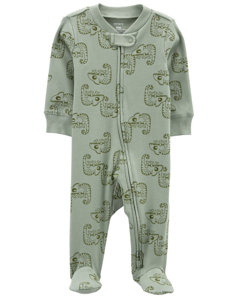 Pijama una pieza de algodón con pie y doble cierre 