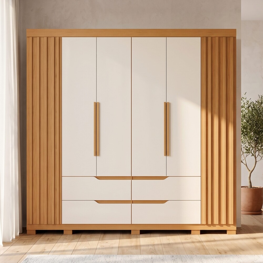 Ropero 6 puertas 4 cajones - Doble Casal Off Freijo
