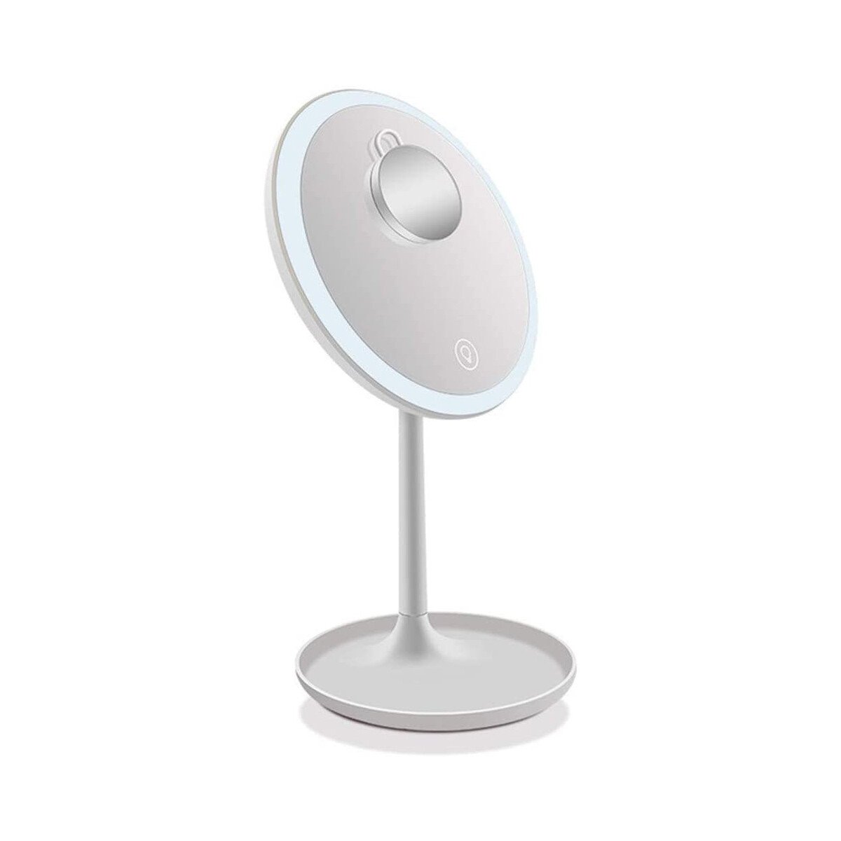 Espejo circular con luz led y accesorio con aumento x10 - Blanco 