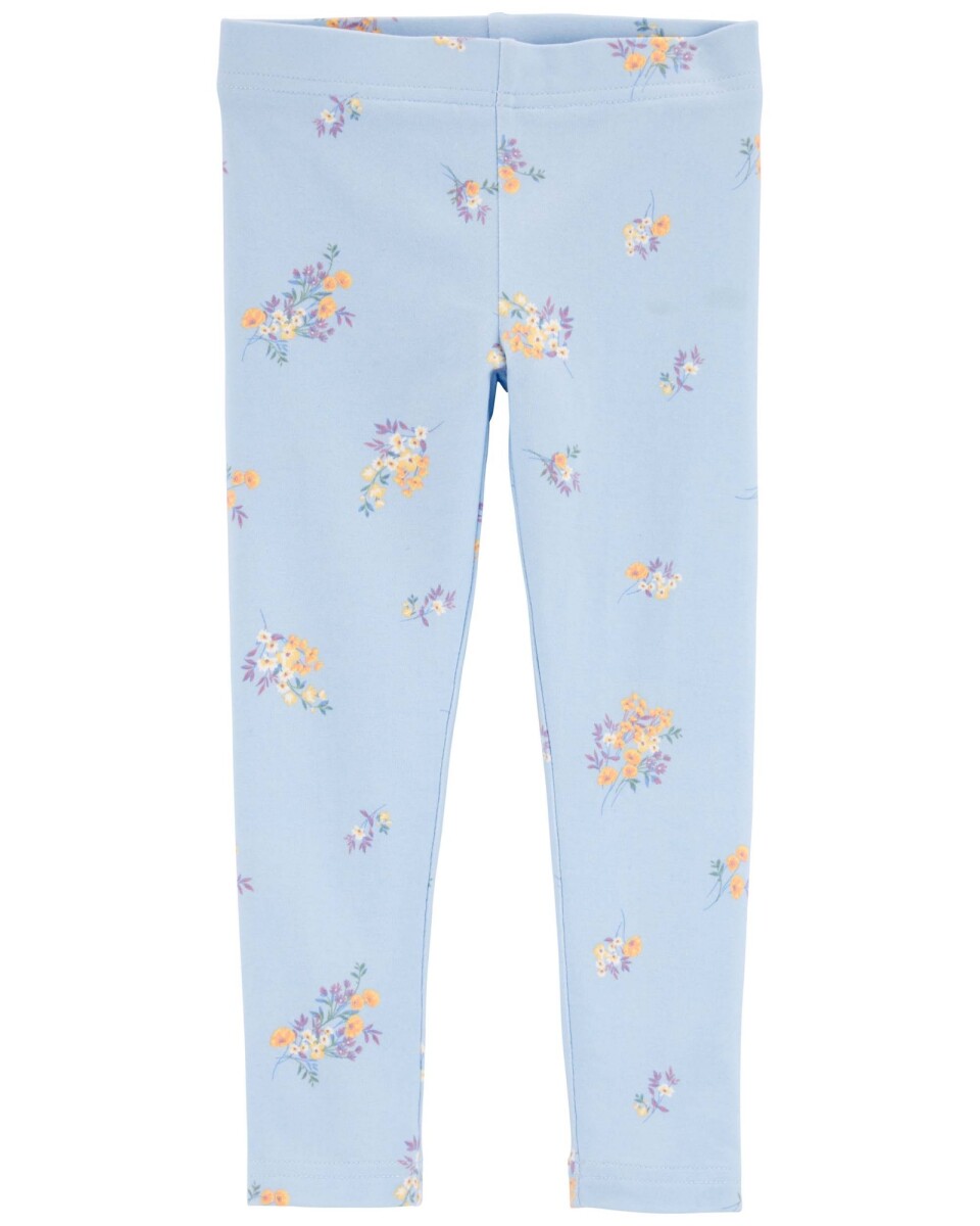 Calza de algodón, azul, diseño floral 