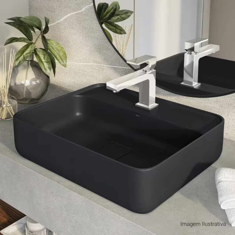 Bacha de apoyo rectangular 50x40 cm C/mesa Negro mate Deca Bacha De Apoyo Rectangular 50x40 Cm C/mesa Negro Mate Deca