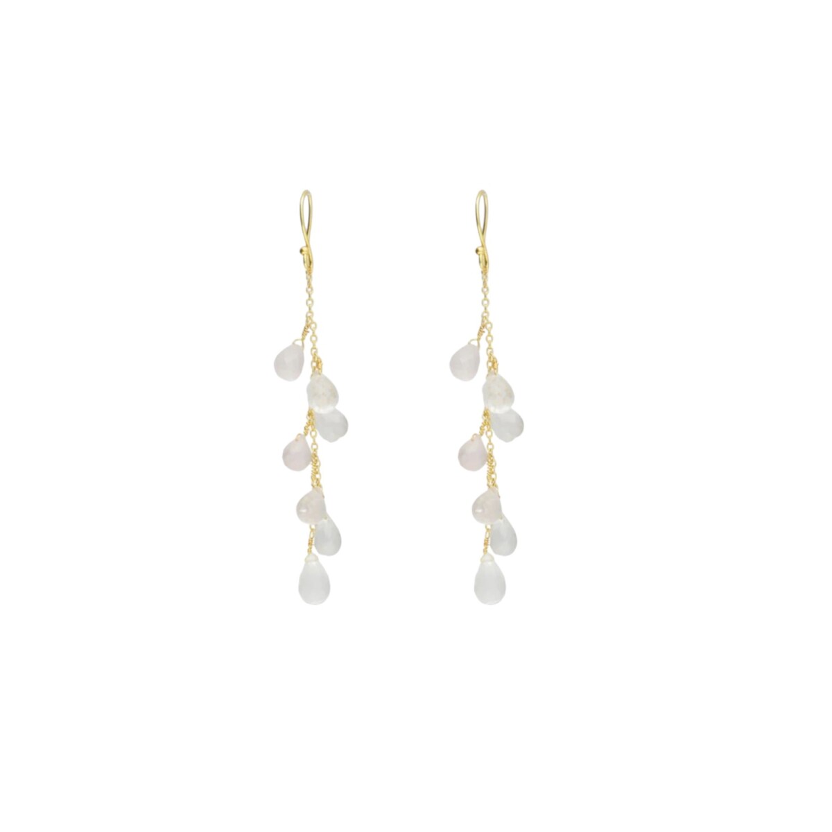 Caravanas Carolina- Plata rodinada con micra oro 18k-Piedra Cuarzo rosa-CA2014 - conpiedra 