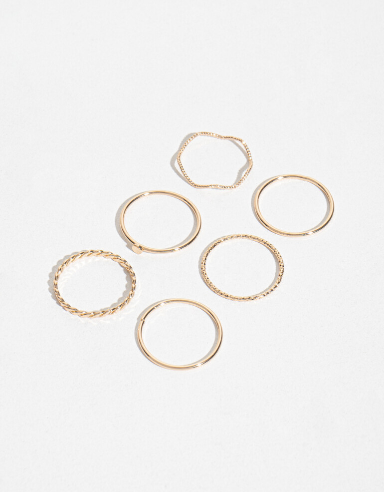 Sets Anillos Metal Anillos Set Metal Delicado - Dorado