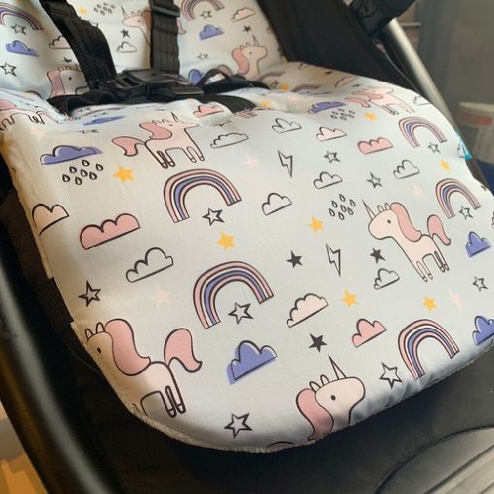 Colchon para coche universal BUBA unicornio celeste rosa
