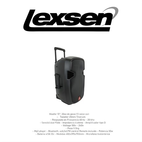 Parlante portátil caja acústica Lexsen bluetooth 30W con control remoto y micrófono inalámbrico Parlante portátil caja acústica Lexsen bluetooth 30W con control remoto y micrófono inalámbrico