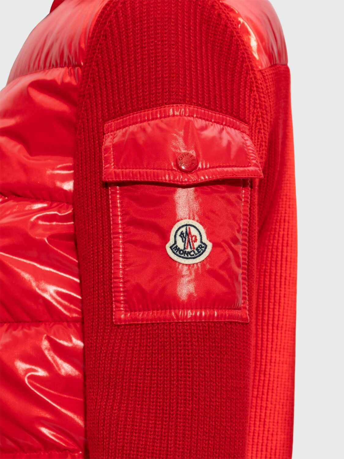 Moncler - Cardigan acolchado con relleno de plumas Rojo