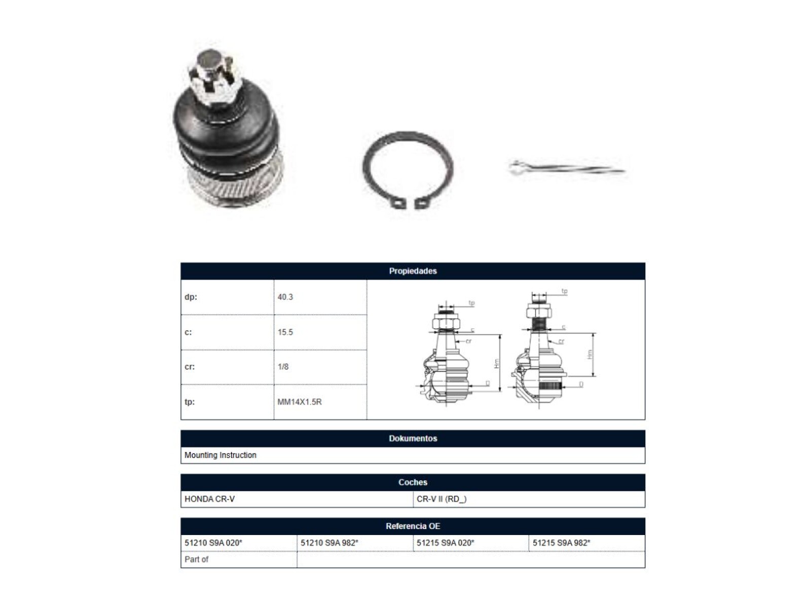 Rotula Honda Crv 02-06 Der/Izq 