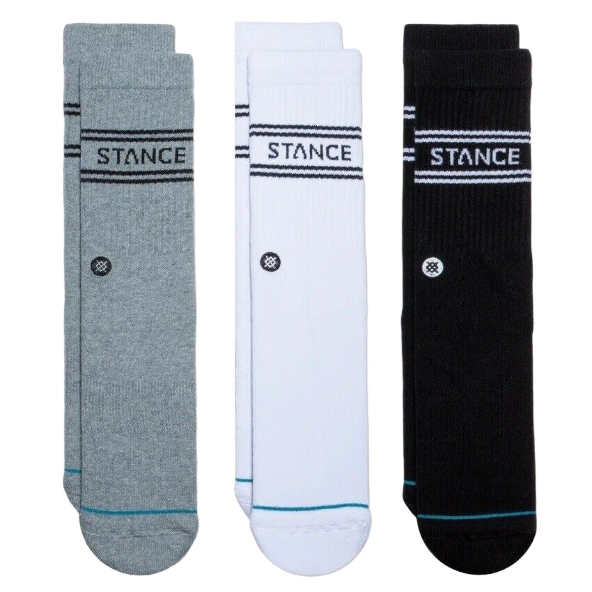 Medias Stance Basic 3 Pack Crew - Multiclor 