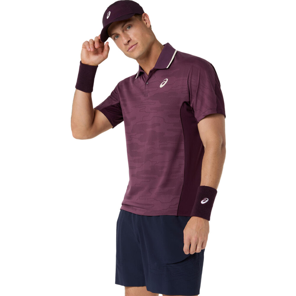 Polos Tenis Match Jacquard Polo SS Top Hombre Dark Aubergine
