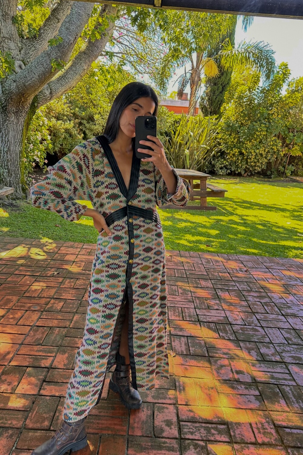 Coat Dress Estampado Base Negra