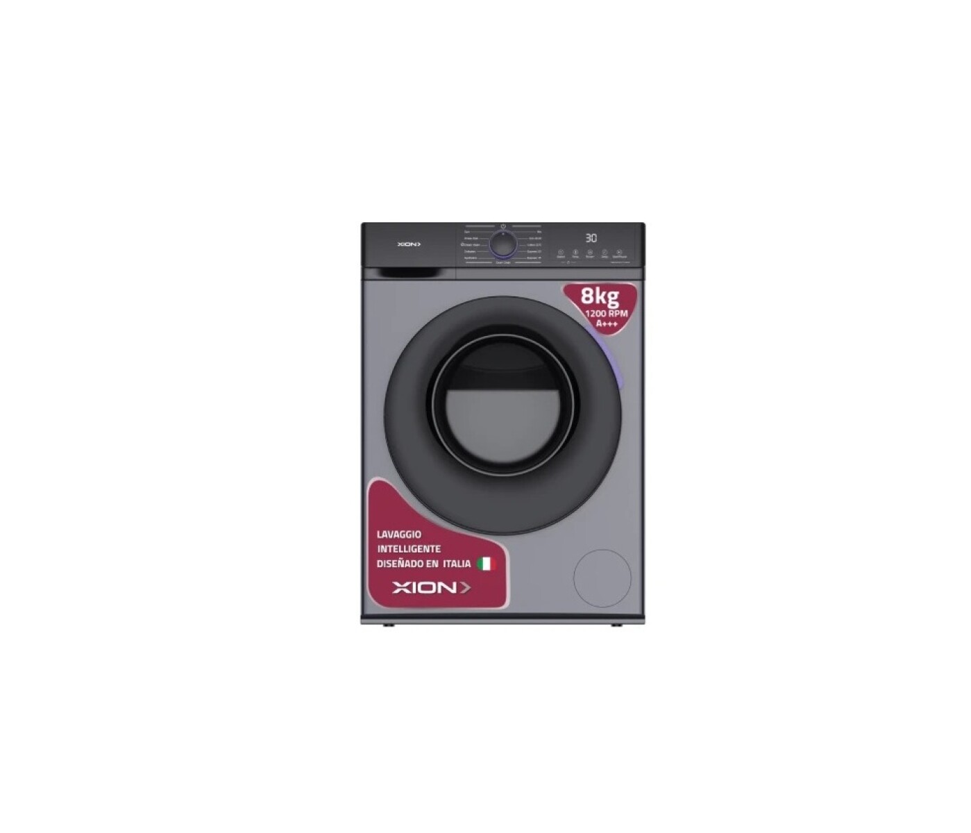 Lavarropas Xion 8K Carga Frontal Gris 