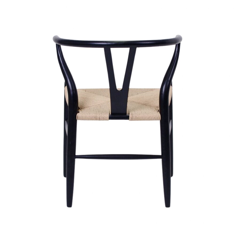 Silla Wishbone - Madera de Haya y Ratán natural Negro