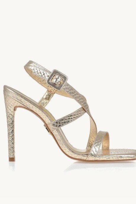 Sandalia taco alto Snake ligh gold Dorado
