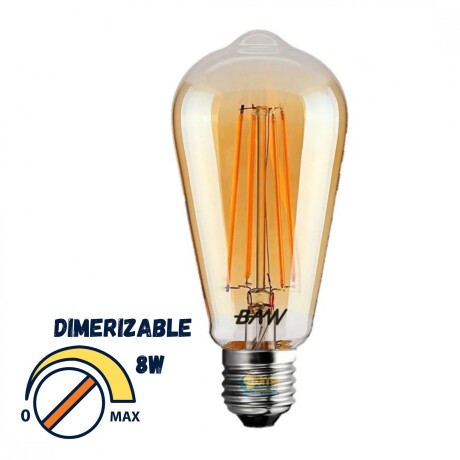 Lampara Led Filamento Vintage Pera ámbar 8W Dimerizable Lampara Led Filamento Vintage Pera ámbar 8W Dimerizable