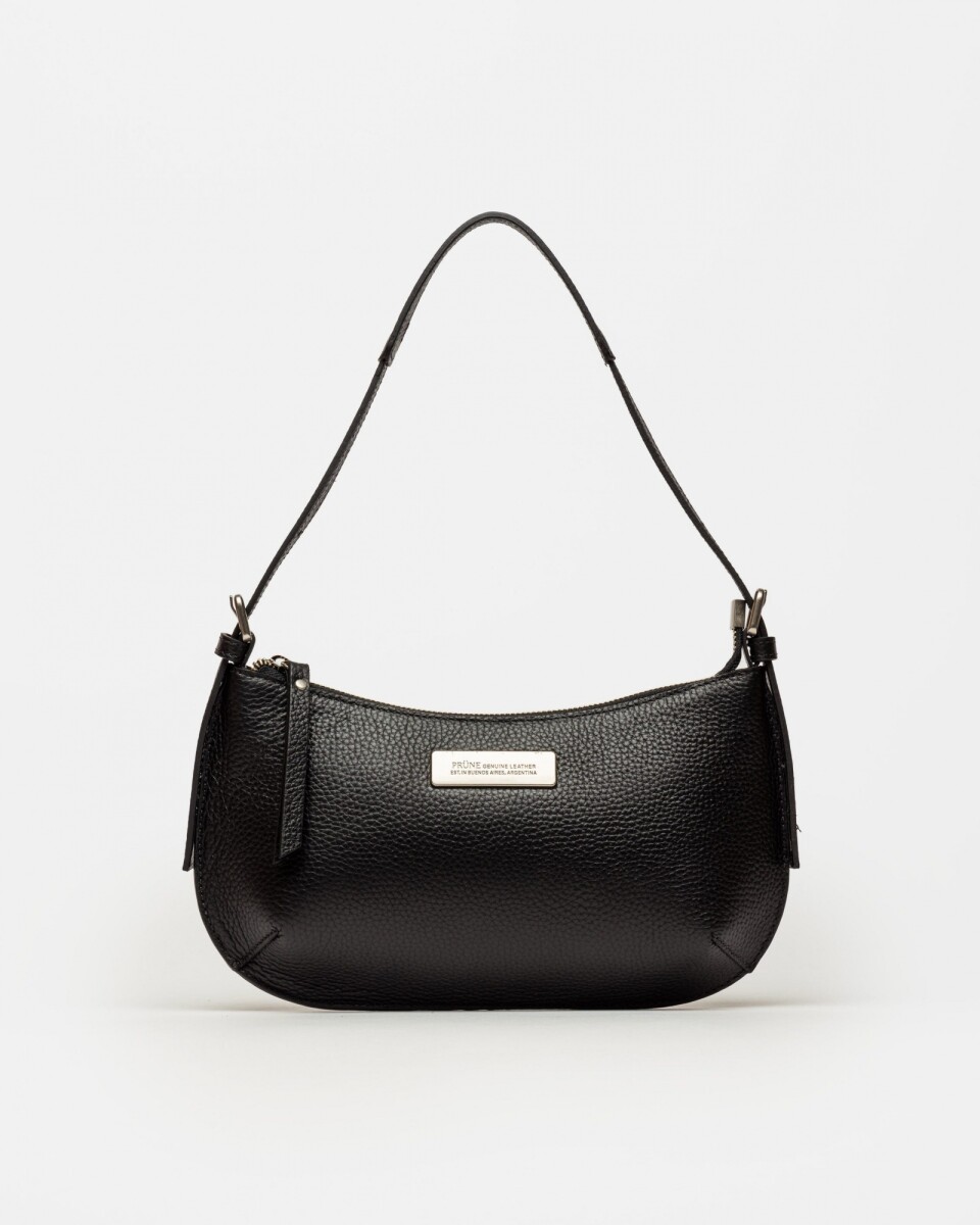Cartera al hombro Mia en cuero graneado - Negro 