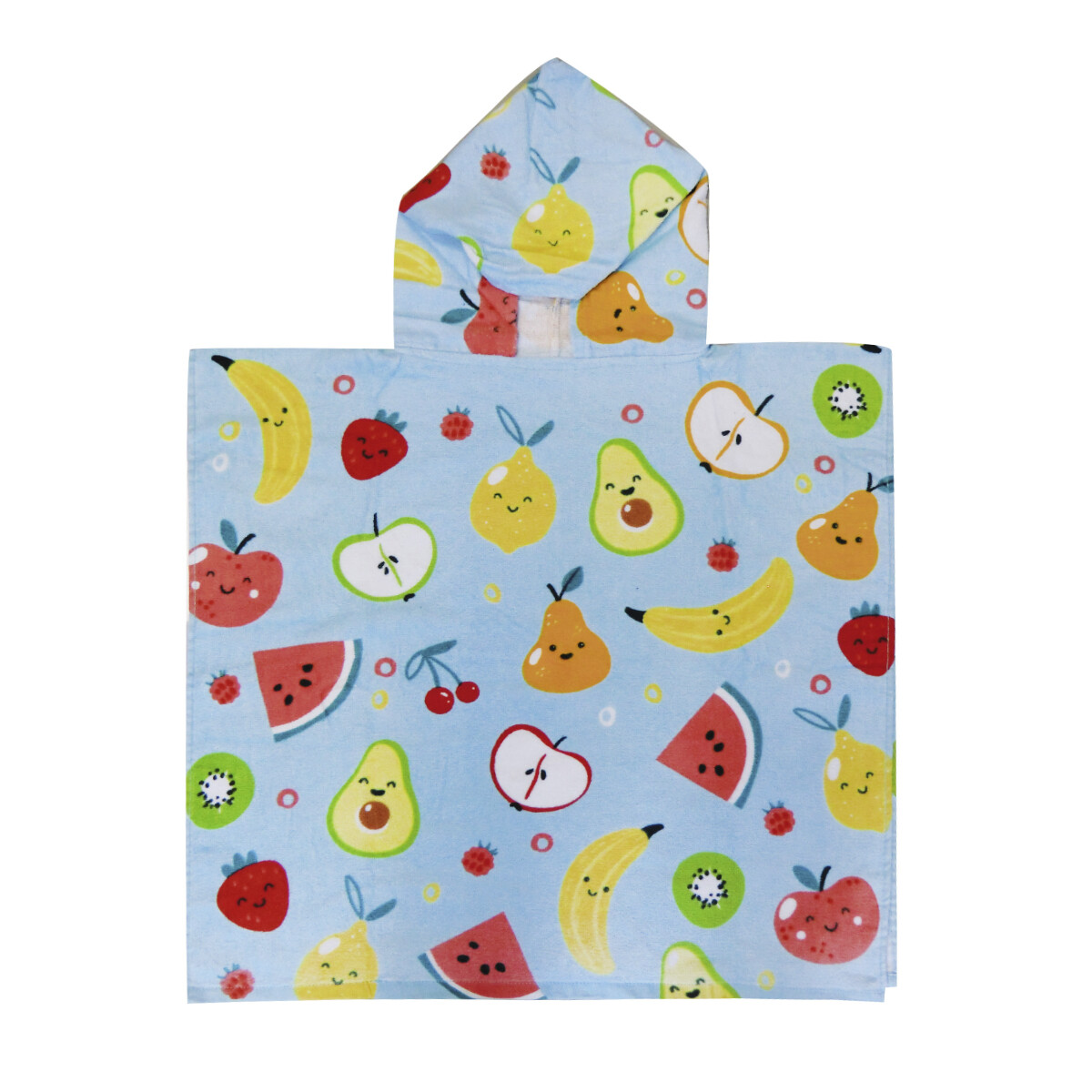 Bata Poncho Infantil Varios Diseños 100% Algodón 60 x 60 cm - Frutas 