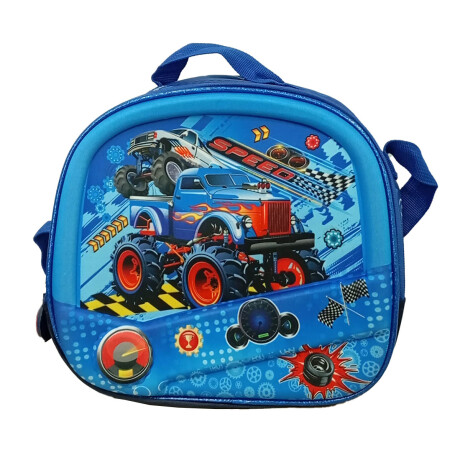 Set X3 Mochila C/Carro + Bolso + Cartuchera P Niño + Set Escolar Azul-Auto