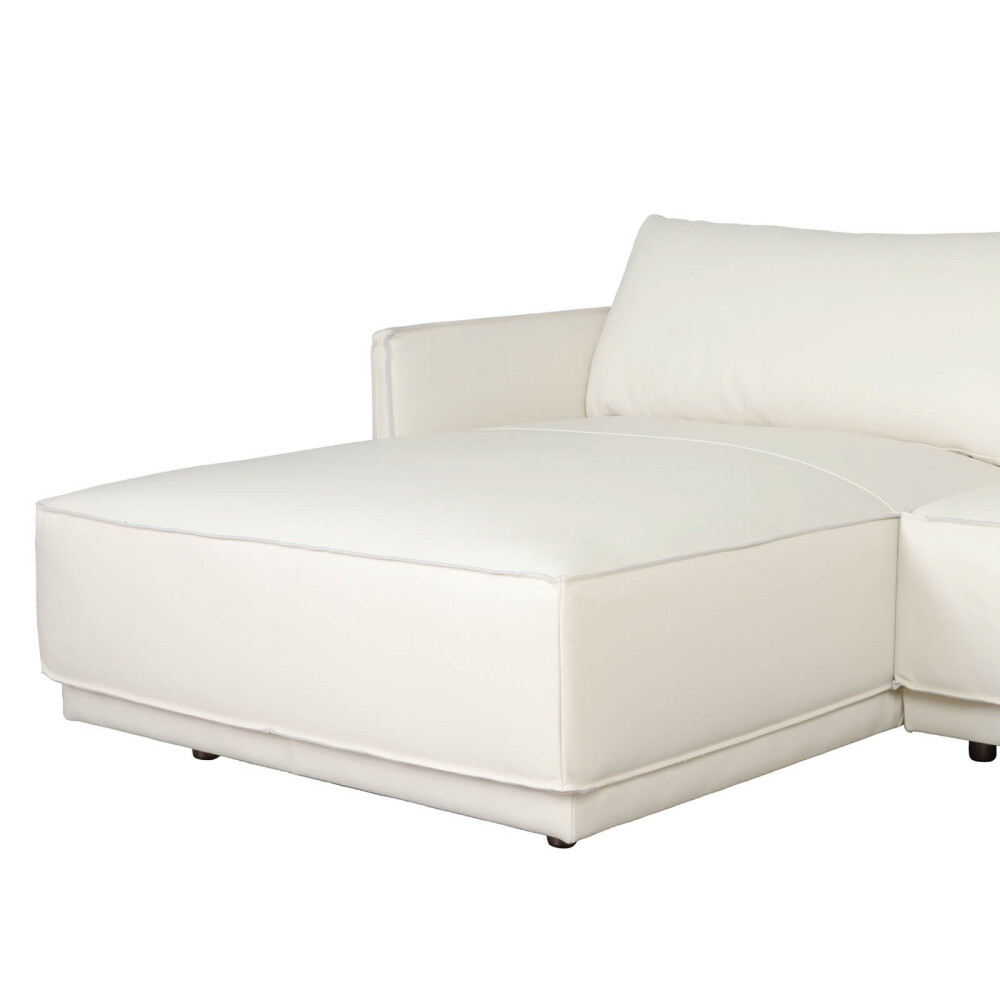 SILLÓN C/CHAISE 3 CUERPOS CUERO-100-NATURAL BLANCO ROMEO TP2 GRANO IZQUIERDO