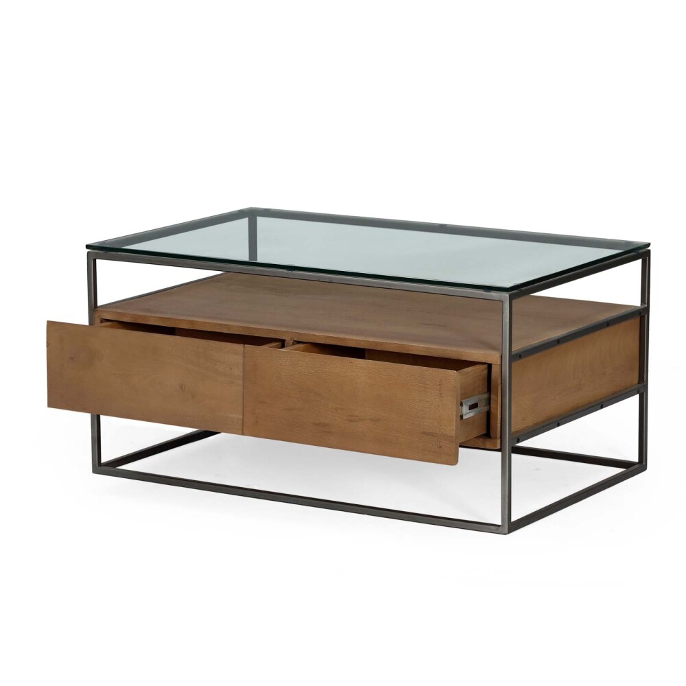 MESA RATONA VIDRIO-MADERA-Y-METAL MARRON VITRO AVELLANA