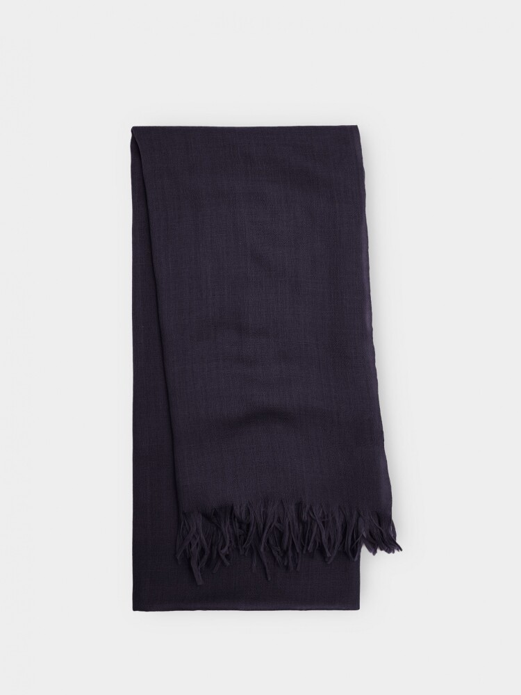 Pashmina De Lana Con Flecos azul-marino