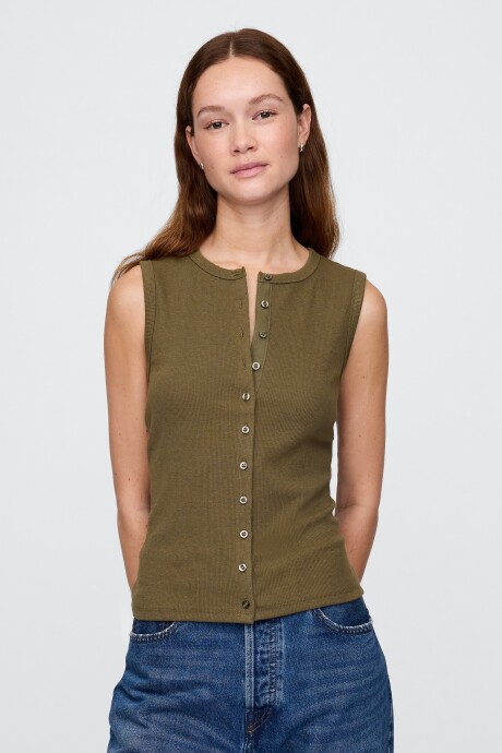 Musculosa Con Botones Rib Mujer Bracken Olive 661