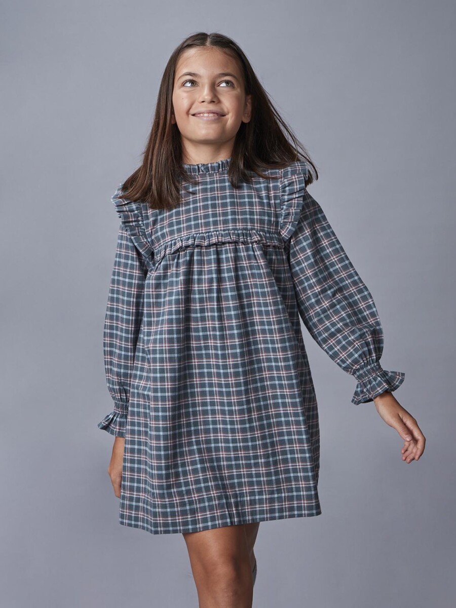 Vestido De Cuadro Petroleo