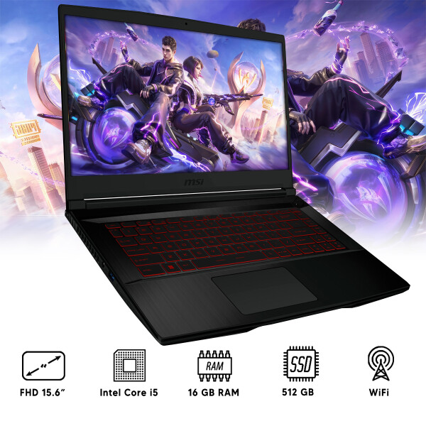 Notebook Gamer Msi Gl63 I5 / 16 Gb Ram/ 512 Gb Ssd/ Rtx3050 NOTEBOOK MSI GF63 1276 I5/16/512/3050 DF