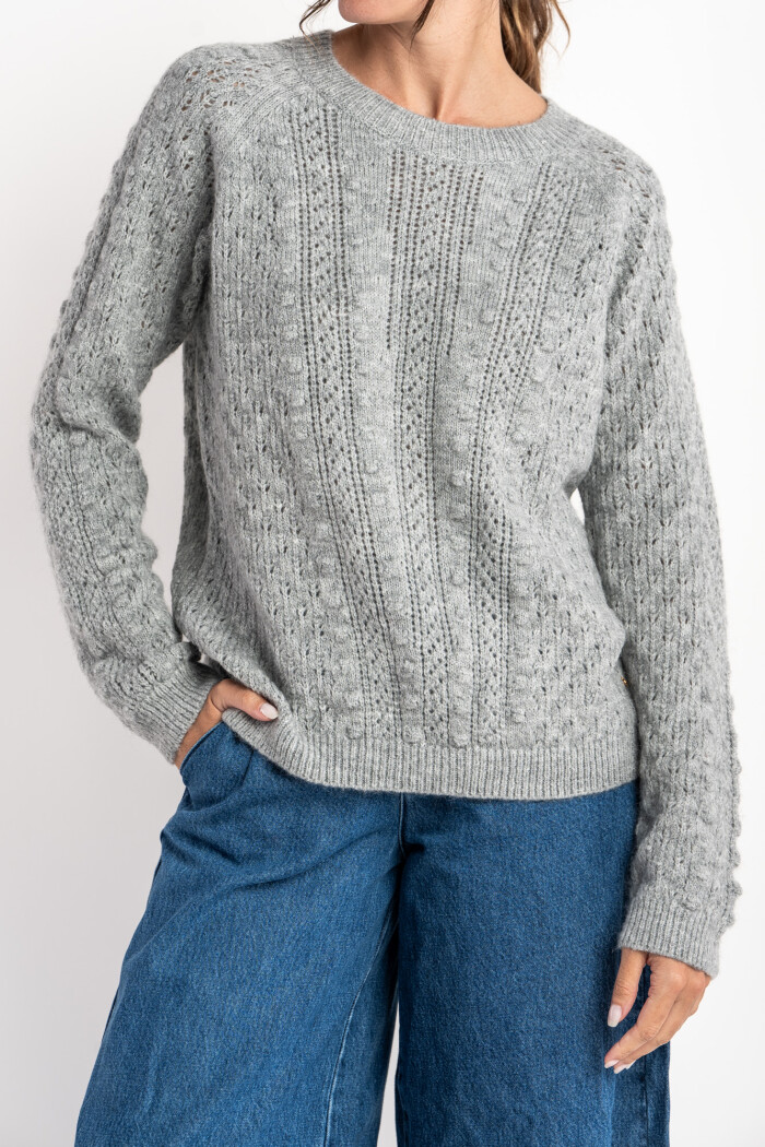 Sweater Lana Textura Gris