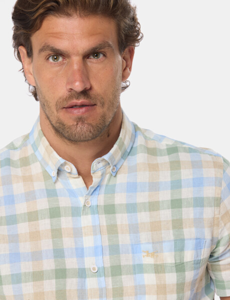 CAMISA DE LINO A CUADROS Verde