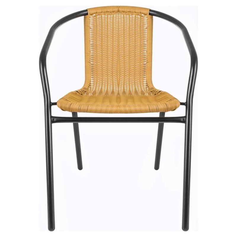 Silla Jardin de metal y ratán PVC con apoyabrazos Negro Natural Silla Jardin de metal y ratán PVC con apoyabrazos Negro Natural