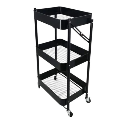 Organizador 3 Estantes Canastos C/Ruedas NEGRO Organizador 3 Estantes Canastos C/Ruedas NEGRO
