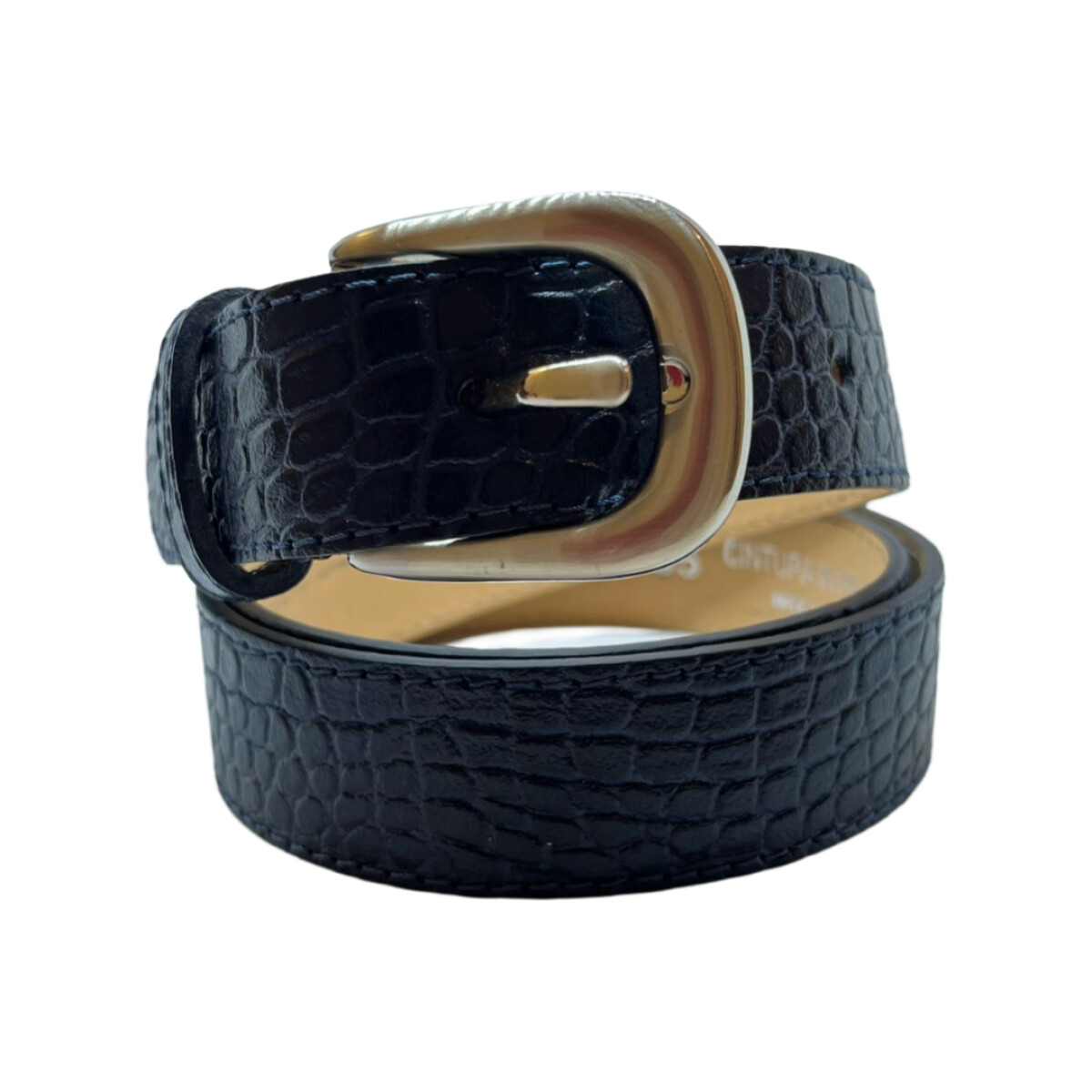 Cinto De Cuero Crocco Azul 