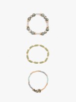 Set De Pulseras Con Cuentas De Piedras multicolor