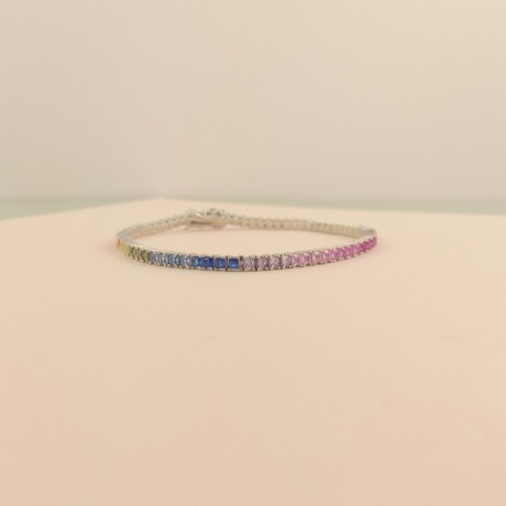 Pulsera de plata 925 con baño de oro gris con circonias. Pulsera de plata 925 con baño de oro gris con circonias.