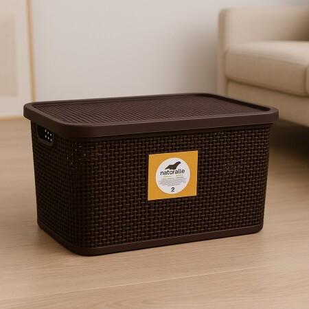 CAJA ORGANIZADORA SIMIL RATTAN 7.5LTS MARRON Sin color