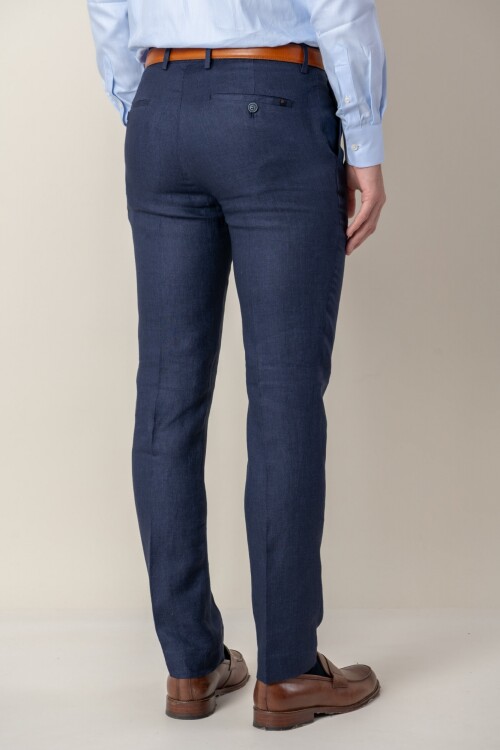 Pantalón de vestir lino Azul