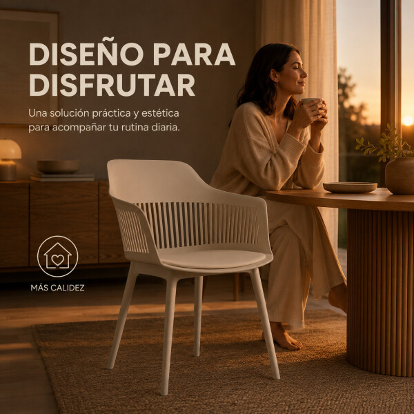 Silla Comedor X4 Cocina Aurora Marcela Nórdica Apoyabrazos Beige 1