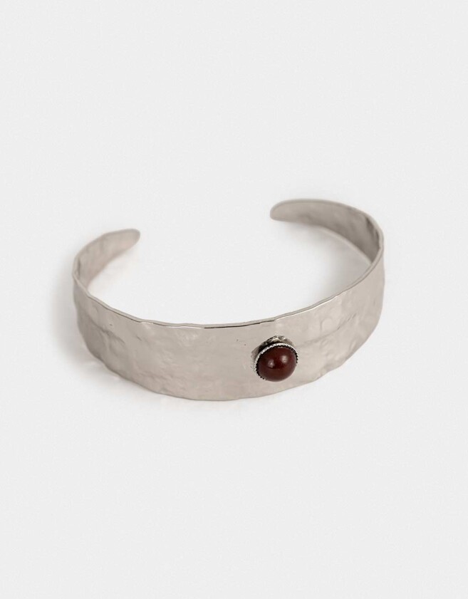 Brazaletes Piedra Brazalete De Metal - Plateado