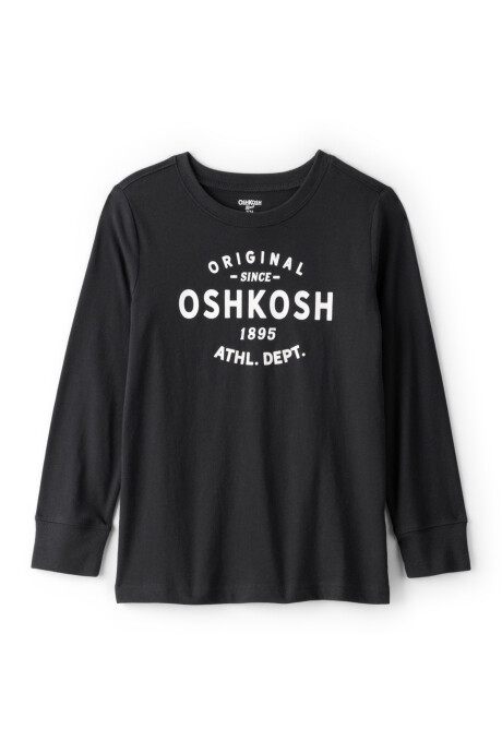 Remera de algodón, negra, con logo Sin color