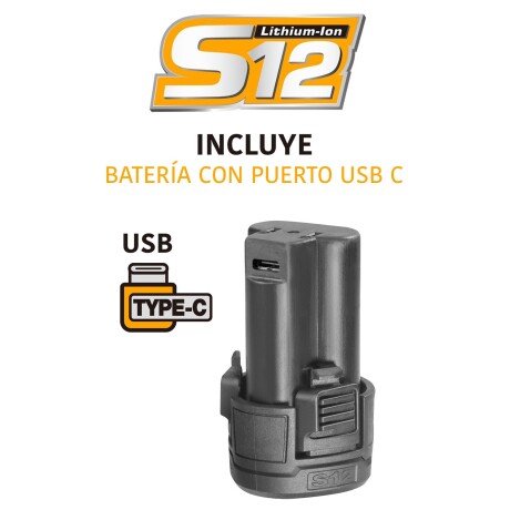 Taladro Atornillador Ingco Carga con USB C 12V 20nm 10mm Taladro Atornillador Ingco Carga con USB C 12V 20nm 10mm