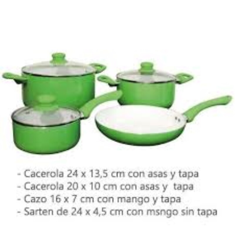 Bateria Cocina Cuori Verde 7 Piezas Bateria Cocina Cuori Verde 7 Piezas